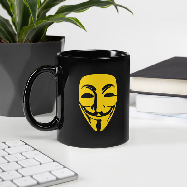 Remember, Remember, Anonymous Mask Black Glossy Mug - Proud Libertarian - Proud Libertarian