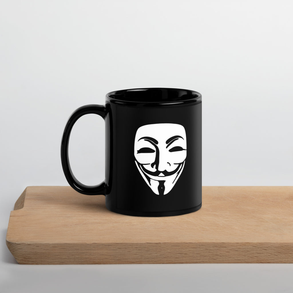 Remember, Remember, Anonymous Mask Black Glossy Mug - Proud Libertarian - Proud Libertarian