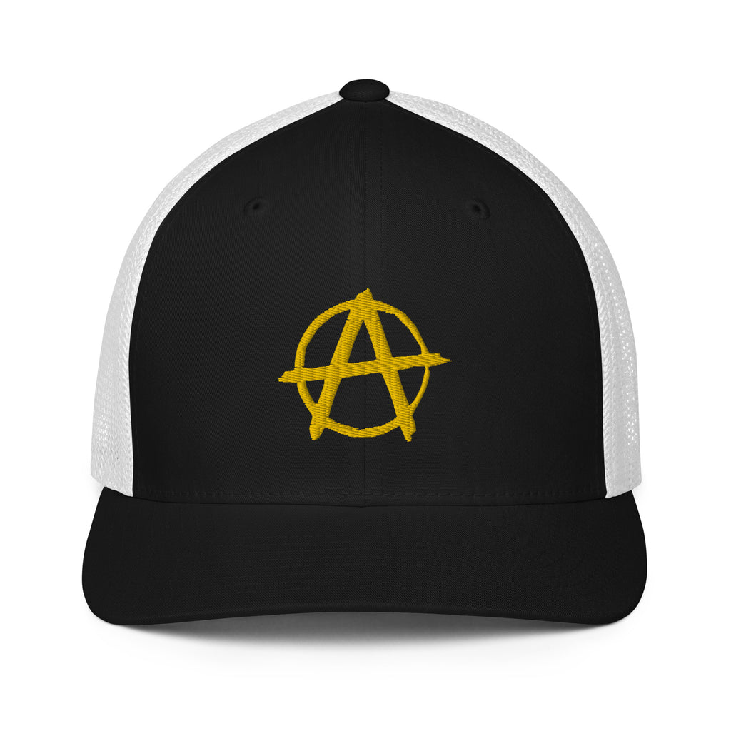 Ancap Anarchy Anarchocapitalism Black & Yellow Closed-back trucker cap - Proud Libertarian - Proud Libertarian