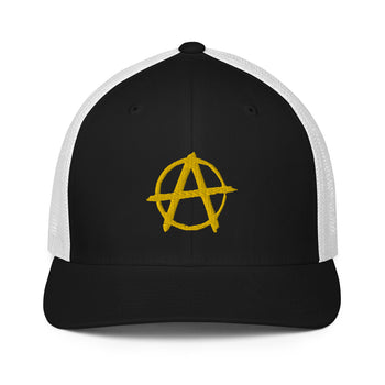 Ancap Anarchy Anarchocapitalism Black & Yellow Closed-back trucker cap - Proud Libertarian - Proud Libertarian