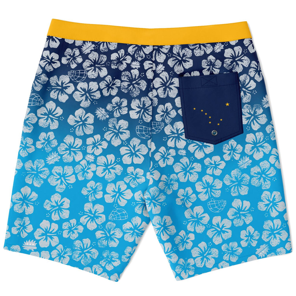 Alaska Libertarian Hawaiian Board Shorts - With Igloos and Porcupines - Proud Libertarian - Alaska Libertarian Party