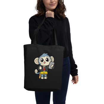 Liberty at Work from Home Cartoon Monkey Eco Tote Bag - Proud Libertarian - Cartoons of Liberty