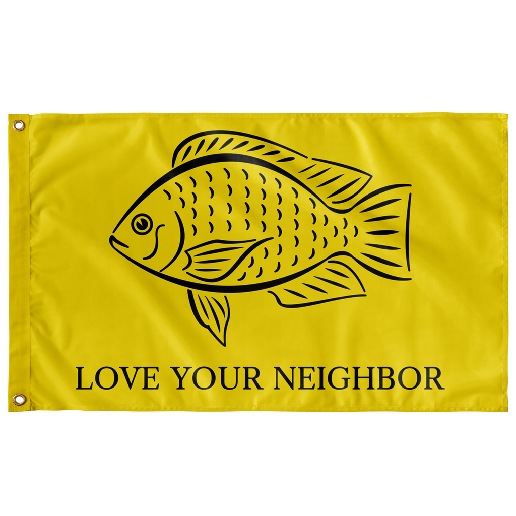 Love Your Neighbor Single Sided Flag - Proud Libertarian - Owluntaryist