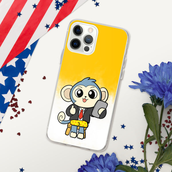 Liberty at Work from Home Cartoon Monkey iPhone Case - Proud Libertarian - Cartoons of Liberty