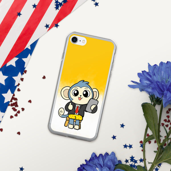 Liberty at Work from Home Cartoon Monkey iPhone Case - Proud Libertarian - Cartoons of Liberty