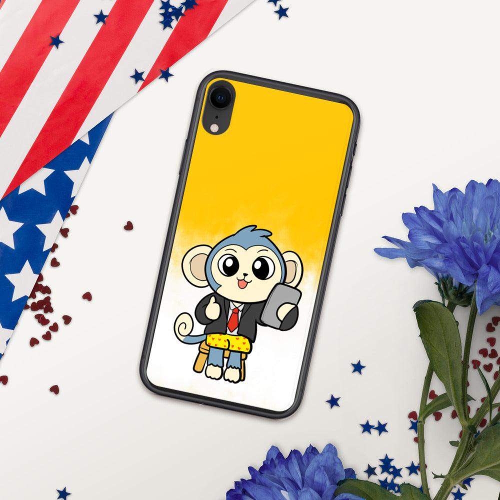 Liberty at Work from Home Cartoon Monkey iPhone Case - Proud Libertarian - Cartoons of Liberty