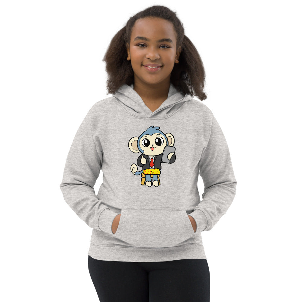 Liberty at Home (School) Cartoon Monkey Kids Hoodie - Proud Libertarian - Cartoons of Liberty