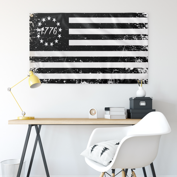 Betsy Ross Single Sided Flag Black 1776 Distressed wall art 36