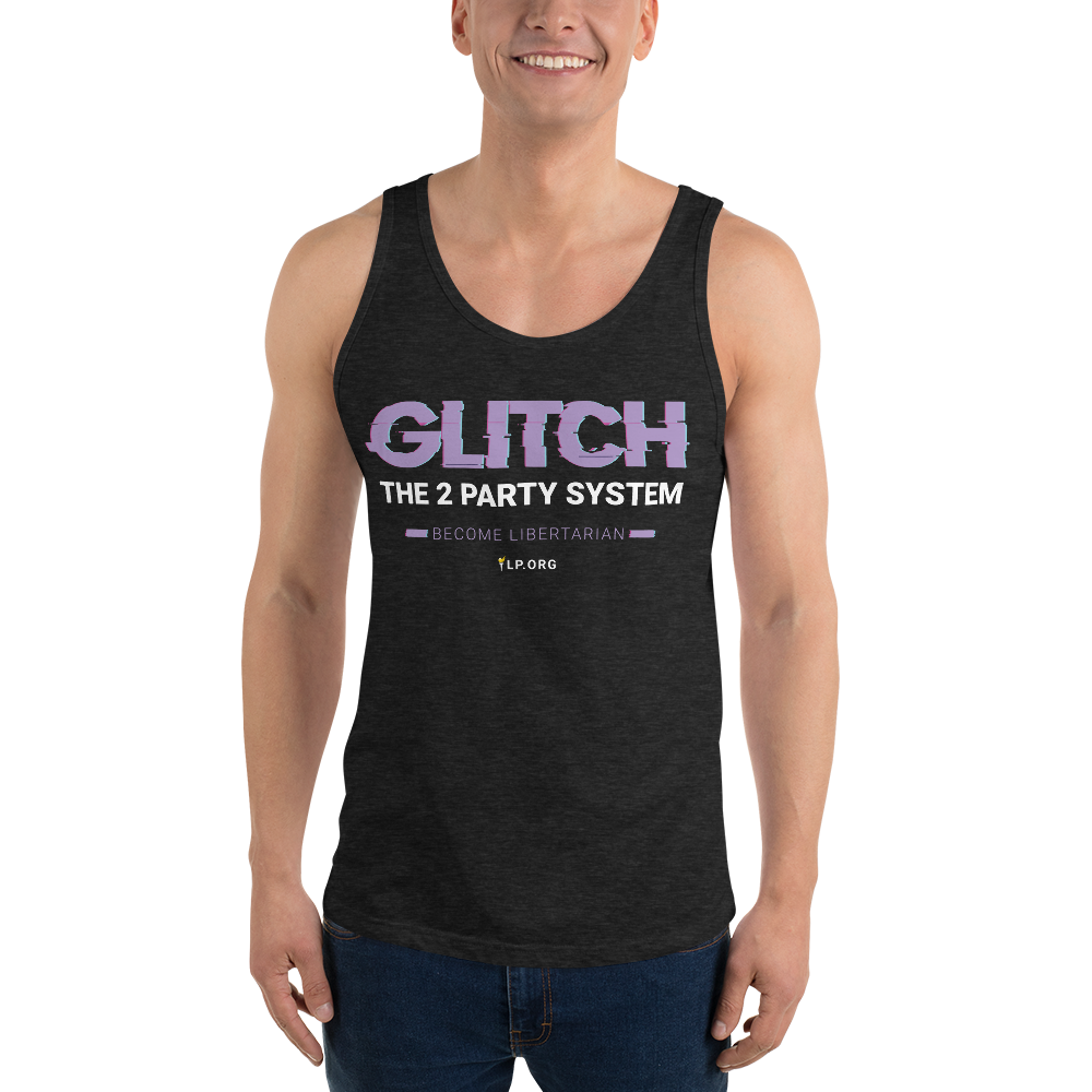 Glitch the Two Party System - Unisex Tank Top - Proud Libertarian - Pirate Smile