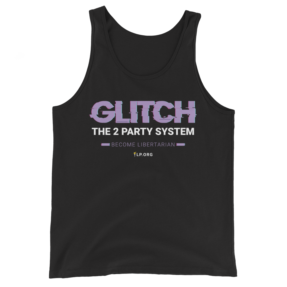 Glitch the Two Party System - Unisex Tank Top - Proud Libertarian - Pirate Smile