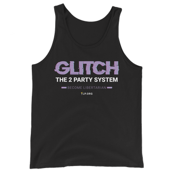 Glitch the Two Party System - Unisex Tank Top - Proud Libertarian - Pirate Smile