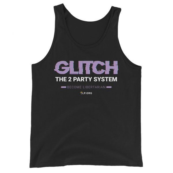 Glitch the Two Party System - Unisex Tank Top - Proud Libertarian - Pirate Smile