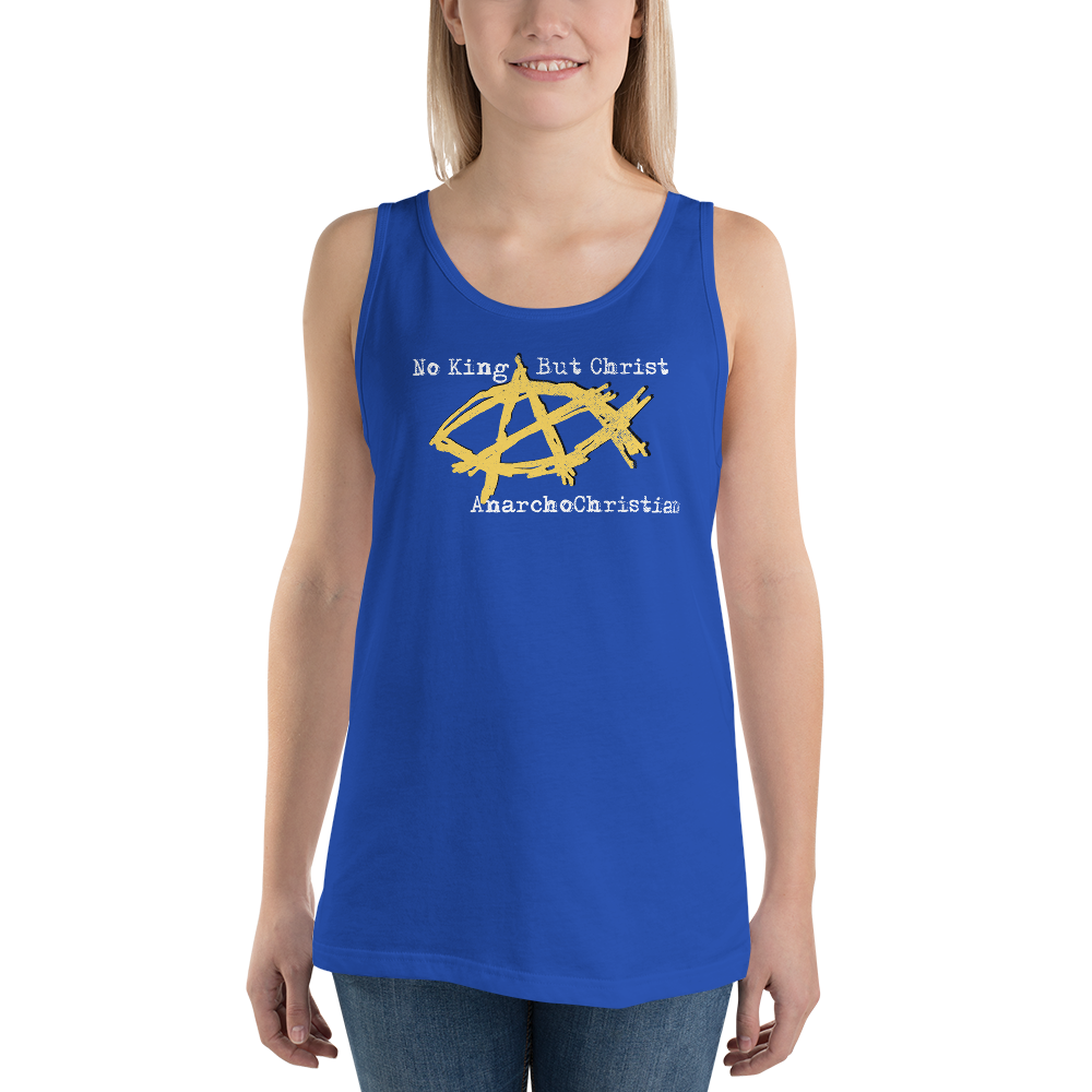 AnarchoChristian No King But Christ - Anarchist Jesus Fish Tank Top Tank Top - Proud Libertarian - AnarchoChristian