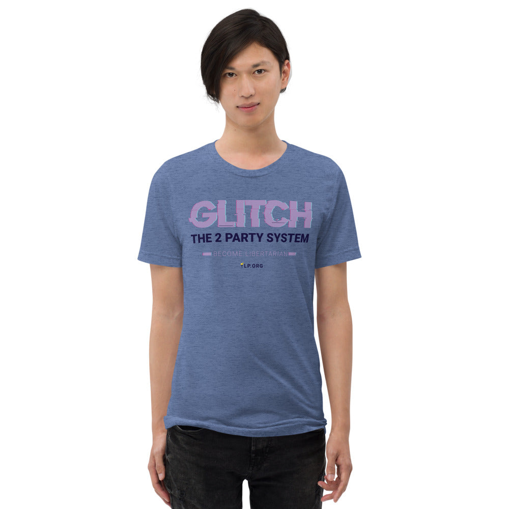 Glitch the Two Party System Tri-Blend Unisex Shirt - Proud Libertarian - Pirate Smile