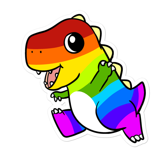 LGBTQ Tyrannosaurus Rex Cartoon - Bubble-free stickers - Proud Libertarian - Cartoons of Liberty