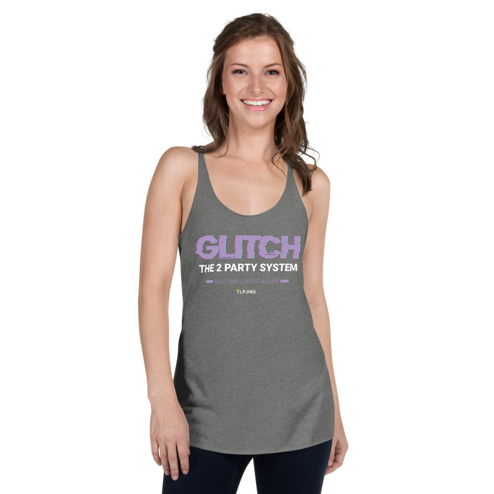 Glitch the Two Party System - Women's Racerback Tank - Proud Libertarian - Pirate Smile