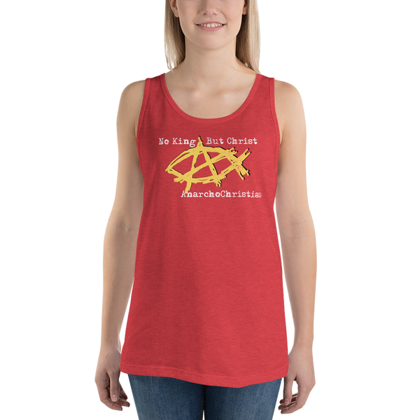 AnarchoChristian No King But Christ - Anarchist Jesus Fish Tank Top Tank Top - Proud Libertarian - AnarchoChristian