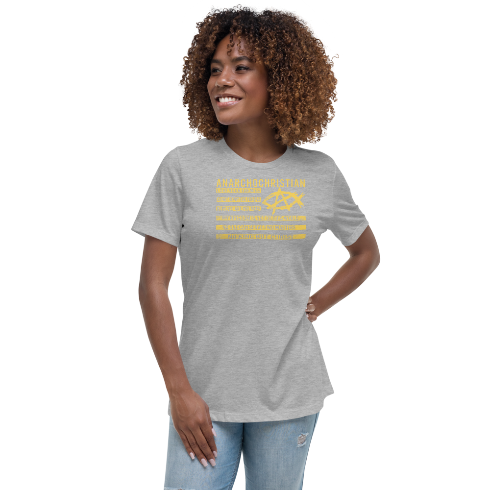 AnarchoChristian No King But Christ Christian Flag Women's Relaxed T-Shirt - Proud Libertarian - AnarchoChristian