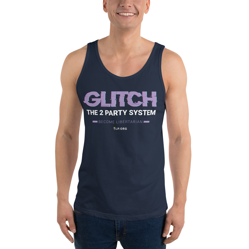 Glitch the Two Party System - Unisex Tank Top - Proud Libertarian - Pirate Smile