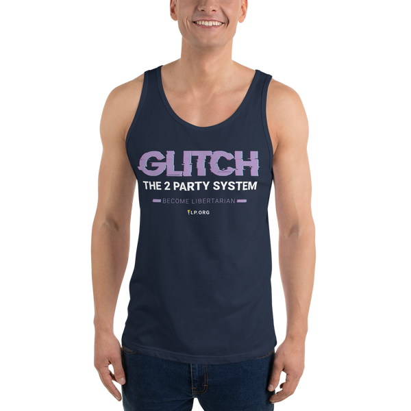 Glitch the Two Party System - Unisex Tank Top - Proud Libertarian - Pirate Smile