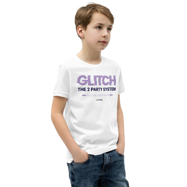 Glitch the Two Party System Youth Short Sleeve T-Shirt - Proud Libertarian - Pirate Smile