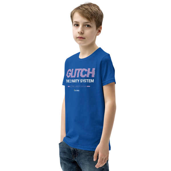 Glitch the Two Party System Youth Short Sleeve T-Shirt - Proud Libertarian - Pirate Smile