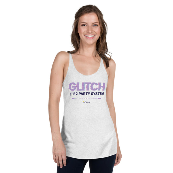 Glitch the Two Party System - Women's Racerback Tank - Proud Libertarian - Pirate Smile