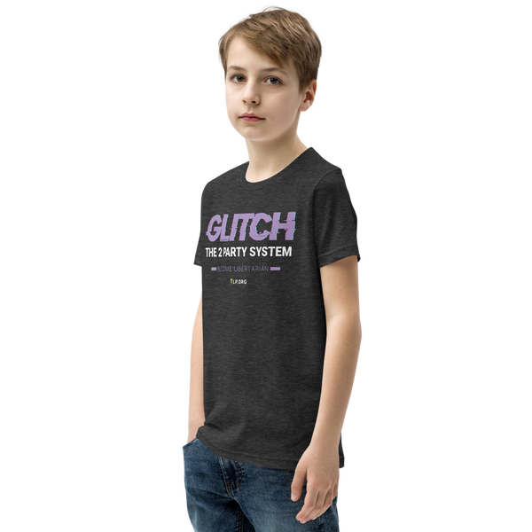 Glitch the Two Party System Youth Short Sleeve T-Shirt - Proud Libertarian - Pirate Smile