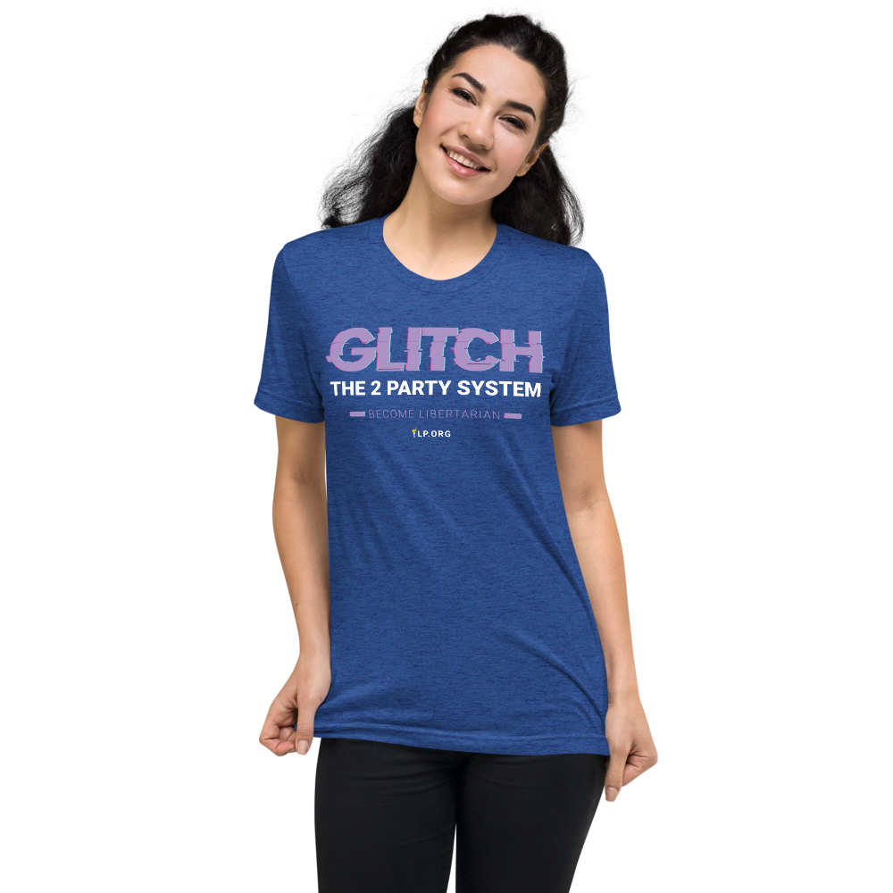 Glitch the Two Party System Tri-Blend Unisex Shirt - Proud Libertarian - Pirate Smile