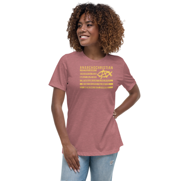 AnarchoChristian No King But Christ Christian Flag Women's Relaxed T-Shirt - Proud Libertarian - AnarchoChristian