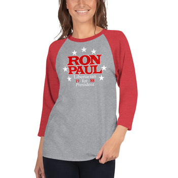 Ron Paul for President 3/4 sleeve raglan shirt - Proud Libertarian - Libertarian Frontier