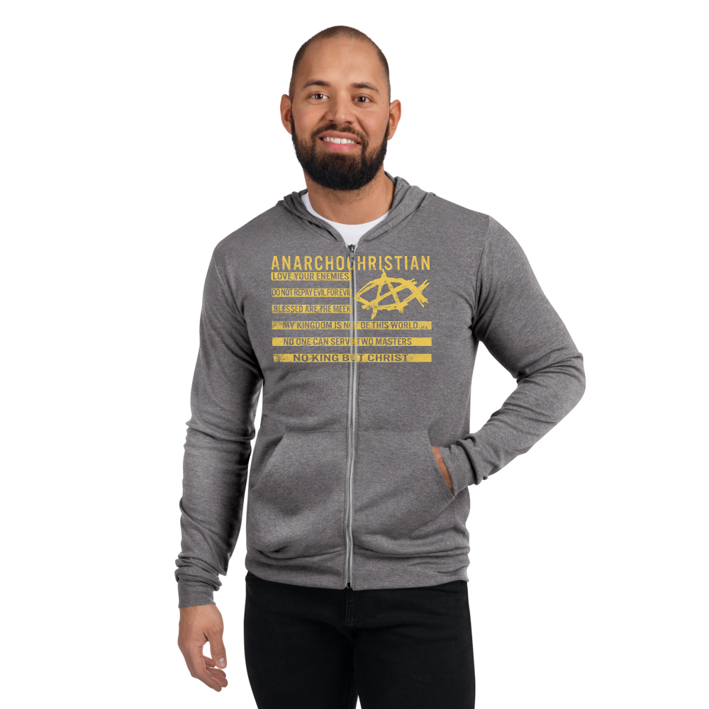 AnarchoChristian No King But Christ - Christian Flag Unisex zip hoodie - Proud Libertarian - AnarchoChristian