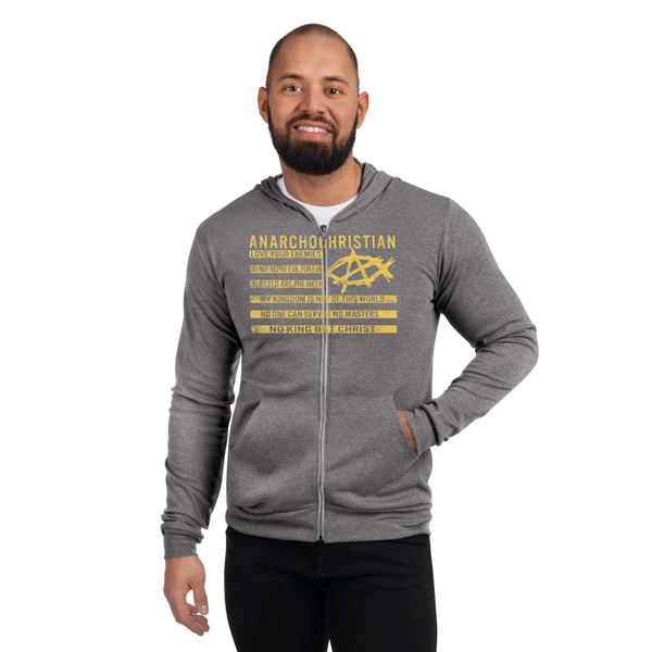 AnarchoChristian No King But Christ - Christian Flag Unisex zip hoodie - Proud Libertarian - AnarchoChristian