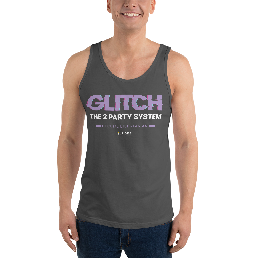 Glitch the Two Party System - Unisex Tank Top - Proud Libertarian - Pirate Smile