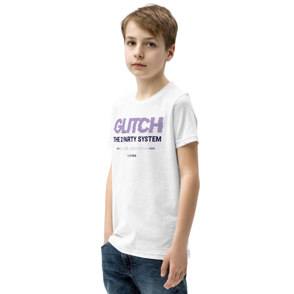 Glitch the Two Party System Youth Short Sleeve T-Shirt - Proud Libertarian - Pirate Smile