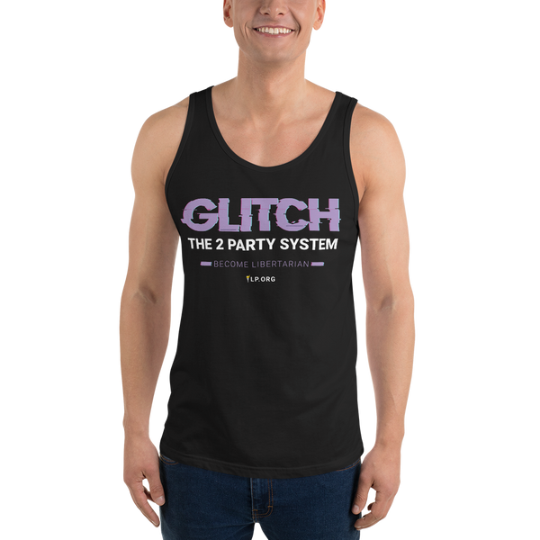 Glitch the Two Party System - Unisex Tank Top - Proud Libertarian - Pirate Smile