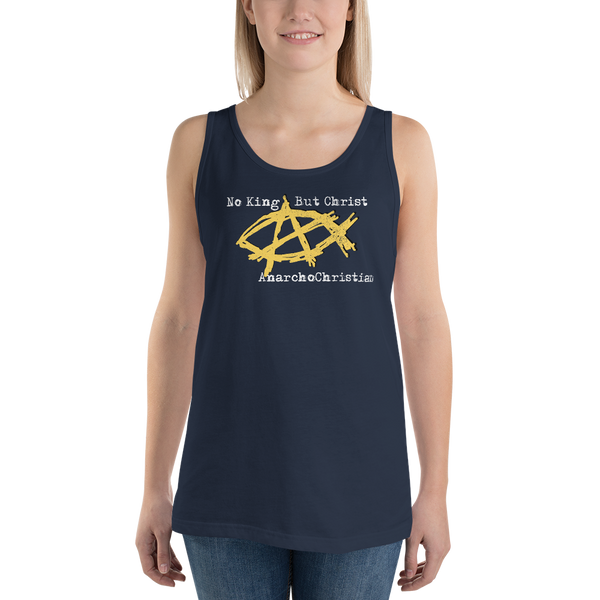 AnarchoChristian No King But Christ - Anarchist Jesus Fish Tank Top Tank Top - Proud Libertarian - AnarchoChristian