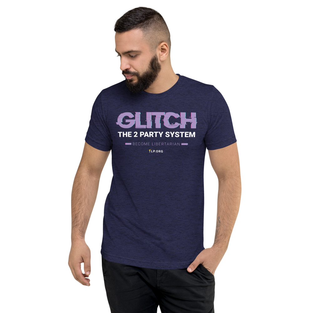 Glitch the Two Party System Tri-Blend Unisex Shirt - Proud Libertarian - Pirate Smile