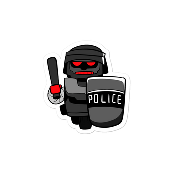 InHuman Police Robot Cartoon - Bubble-free stickers - Proud Libertarian - Cartoons of Liberty