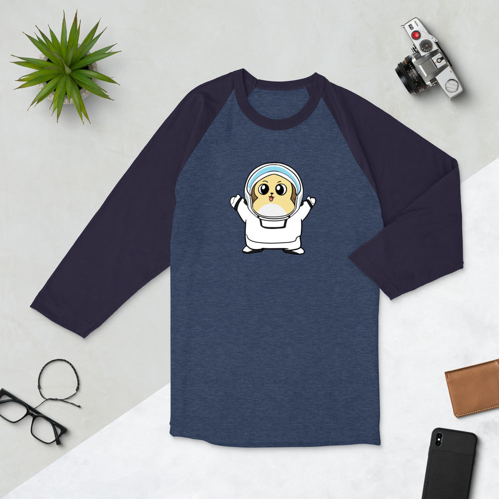 Freedom in Space Cartoon Porcupine 3/4 sleeve raglan shirt - Proud Libertarian - Cartoons of Liberty