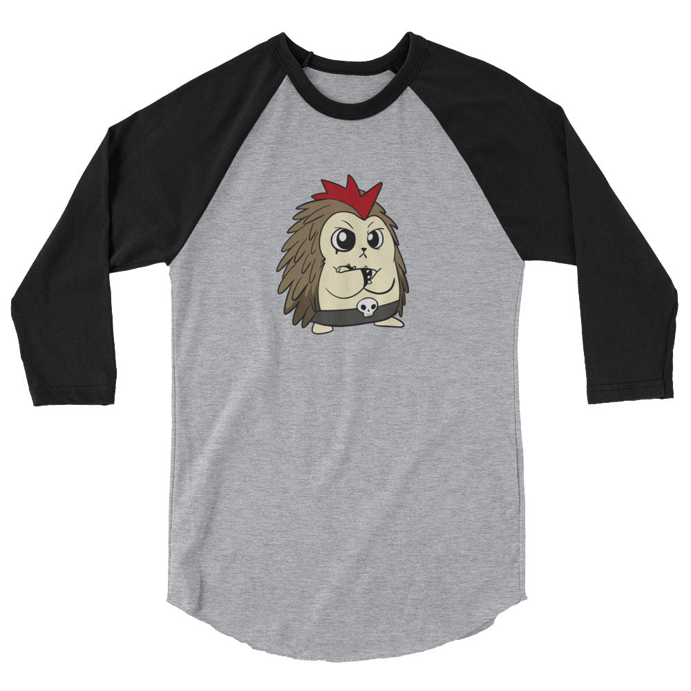 Angry Libertarian Cartoon Porcupine 3/4 sleeve raglan shirt - Proud Libertarian - Cartoons of Liberty