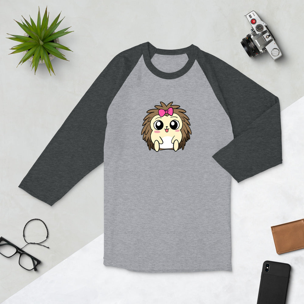 Baby Libertarian Cartoon Porcupine 3/4 sleeve raglan shirt - Proud Libertarian - Cartoons of Liberty