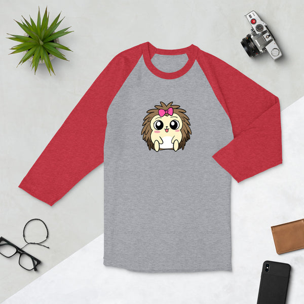 Baby Libertarian Cartoon Porcupine 3/4 sleeve raglan shirt - Proud Libertarian - Cartoons of Liberty