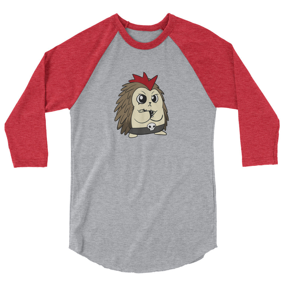 Angry Libertarian Cartoon Porcupine 3/4 sleeve raglan shirt - Proud Libertarian - Cartoons of Liberty