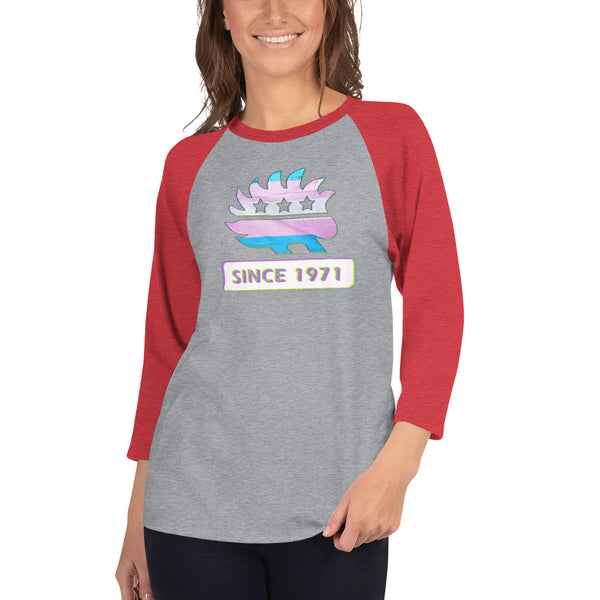 LGBTQ Porcupine Since 1971 3/4 sleeve raglan shirt - Proud Libertarian - Proud Libertarian