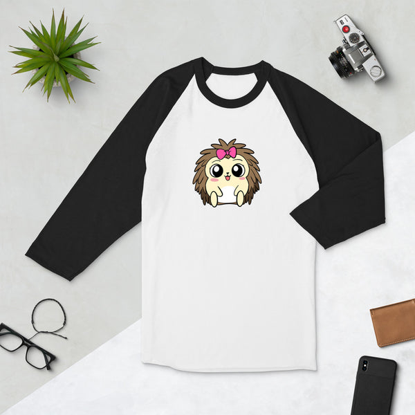 Baby Libertarian Cartoon Porcupine 3/4 sleeve raglan shirt - Proud Libertarian - Cartoons of Liberty