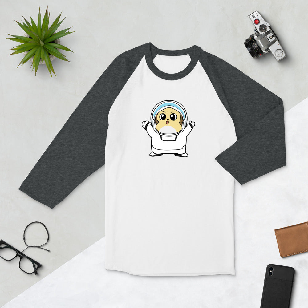 Freedom in Space Cartoon Porcupine 3/4 sleeve raglan shirt - Proud Libertarian - Cartoons of Liberty