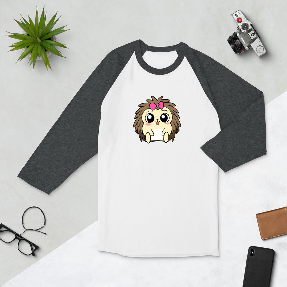 Baby Libertarian Cartoon Porcupine 3/4 sleeve raglan shirt - Proud Libertarian - Cartoons of Liberty