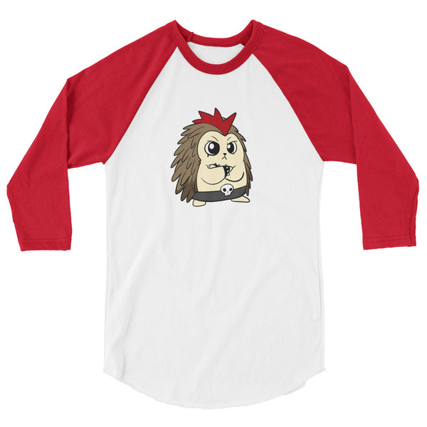 Angry Libertarian Cartoon Porcupine 3/4 sleeve raglan shirt - Proud Libertarian - Cartoons of Liberty