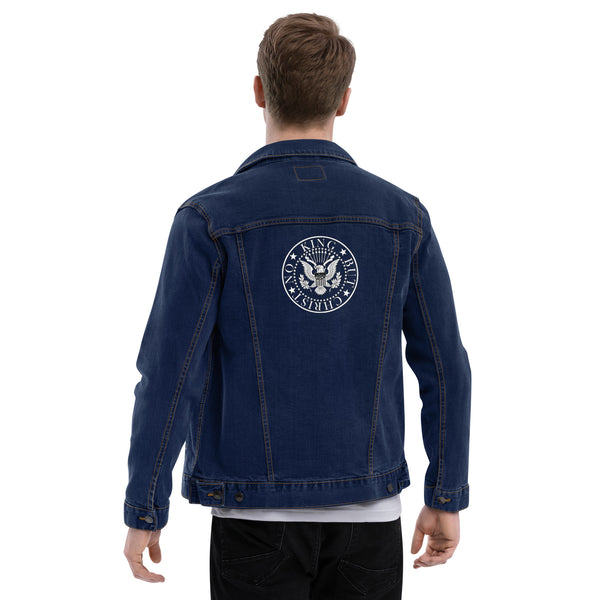 Anarchochristian Embroidered Unisex denim jacket - Proud Libertarian - Proud Libertarian